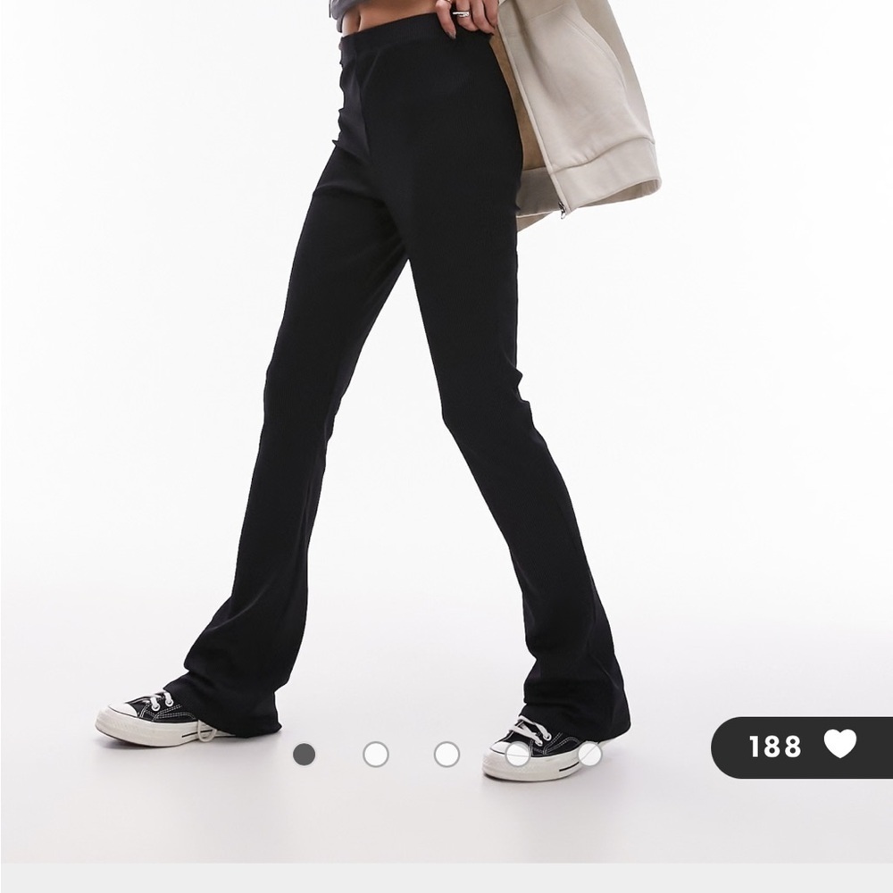 Topshop Black Ribbed Trousers